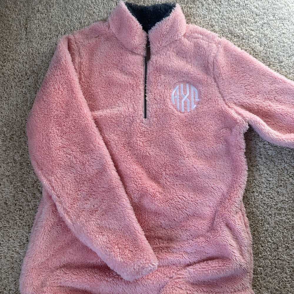 Alpha Chi Omega Charles River Apparel Pink Sherpa Quarter-Zip Jacket